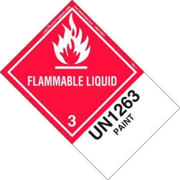 American Labelmark Co LabelMaster® HSN1700ET Flammable Liquid Label, UN1263 Paint, Paper, Extended Tab, 500/Roll HSN1700ET